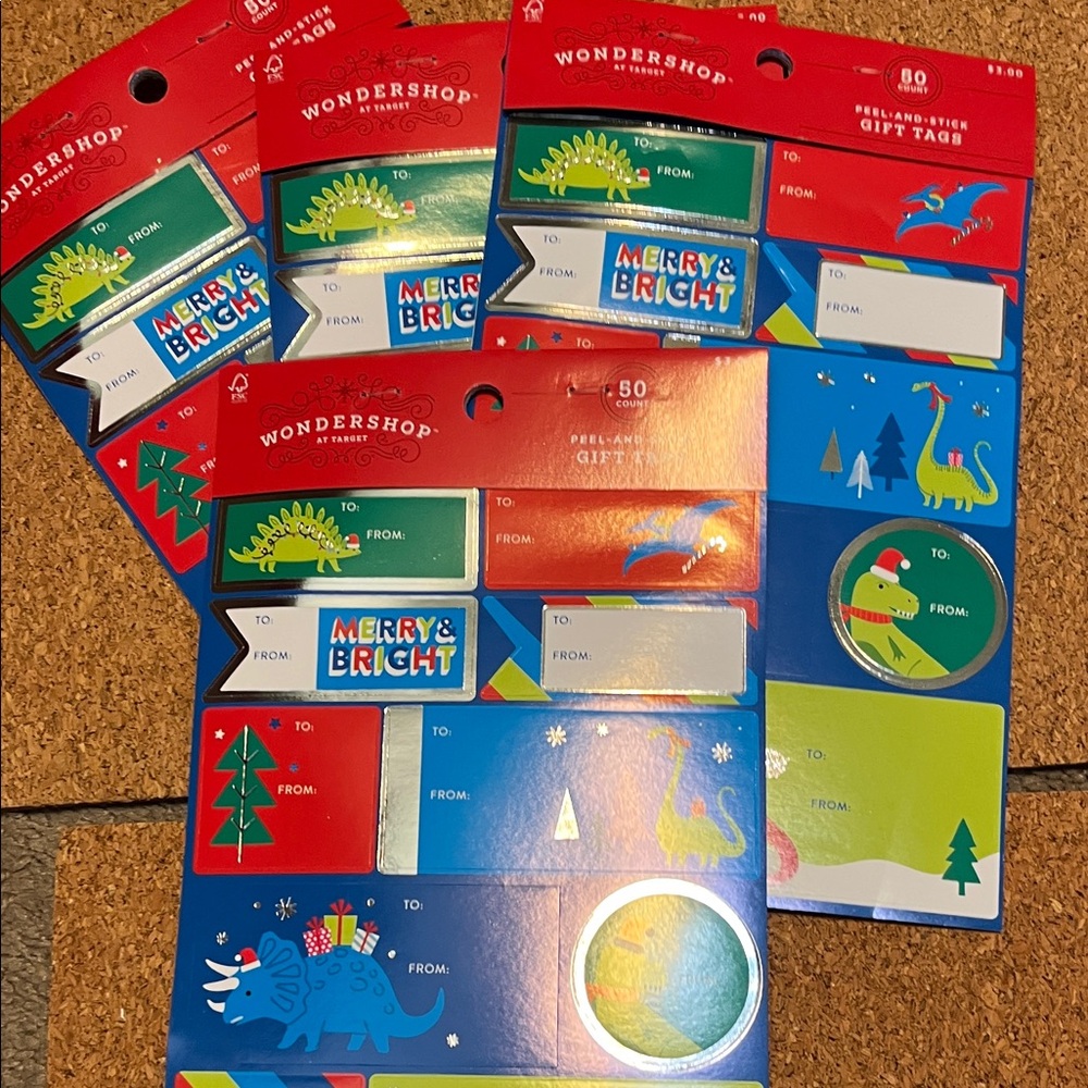 Wondershop Festive Dinosaur Gift Tags - Red, Blue, Green